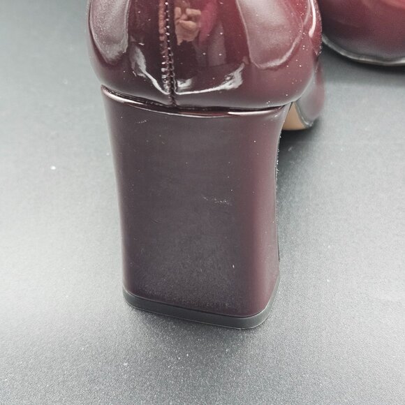 Michael Shannon Burgundy Patent Leather Pointed-Toe Block Heels For Women 7.5 - Picture 6 of 11